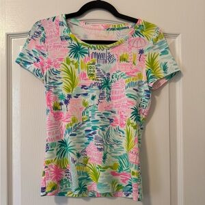 Lilly Pulitzer Pink and Green Tropical Print Top